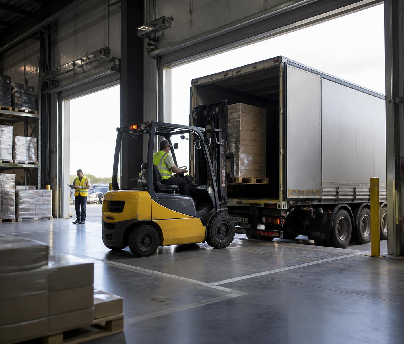 Freight being loaded at a modern distribution centre